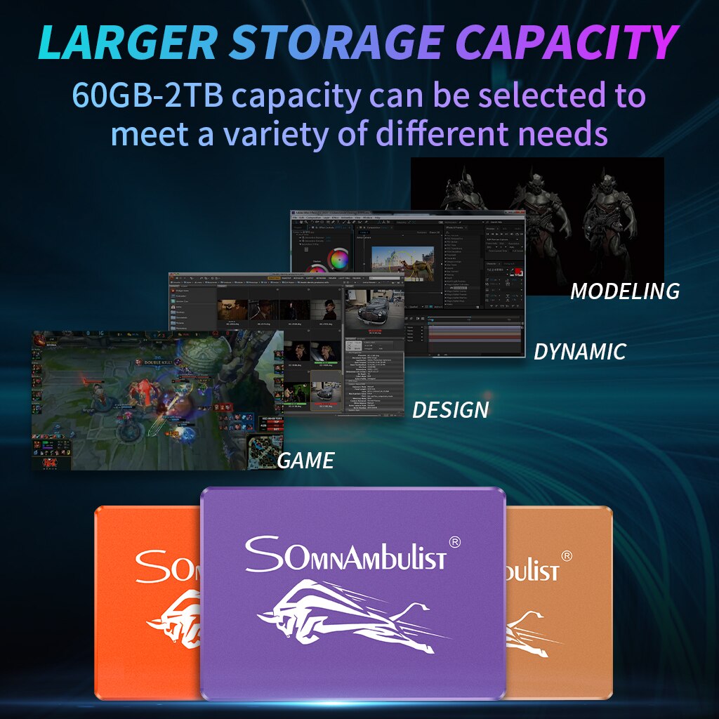 Disque dur ssd, sata 3, avec capacité de 60 go, 2.5 go, 240 go, 480 go, 2 to, pour ordinateur de bureau, pc portable