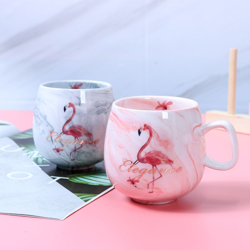 Flamingo kaffekrus keramisk krus rejse kop ins marmor mønster par keramisk kop enhjørning krus 300-400ml