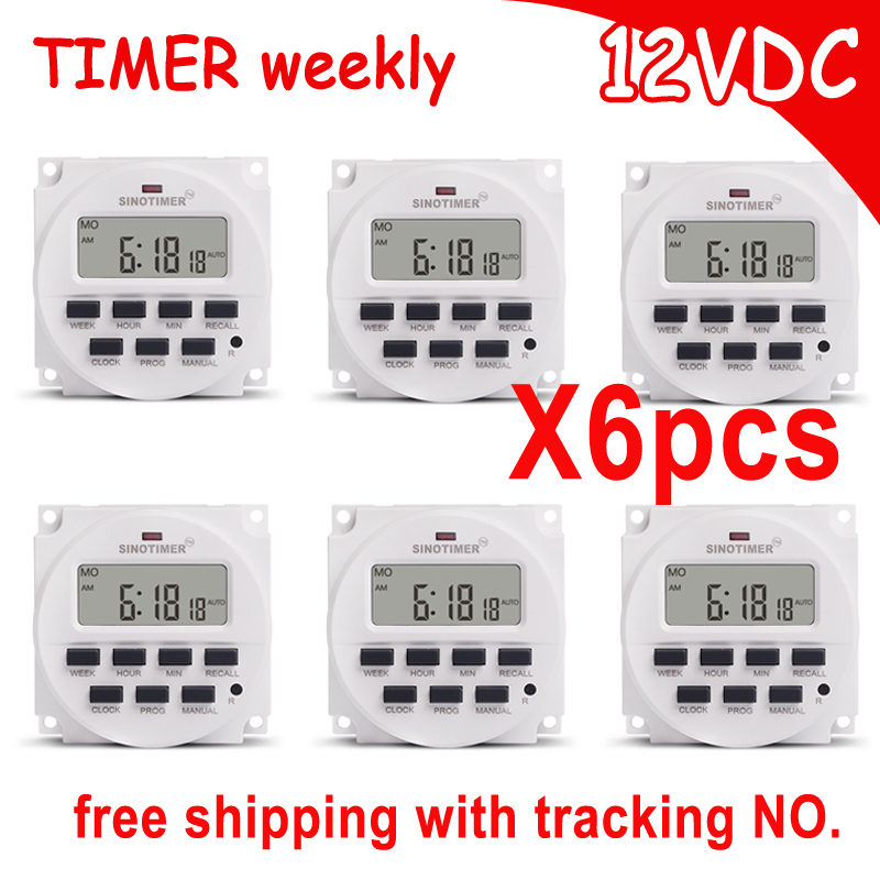 SINOTIMER 7 Days Programmable 12V DC Digital Timer Switch Control Time Relay