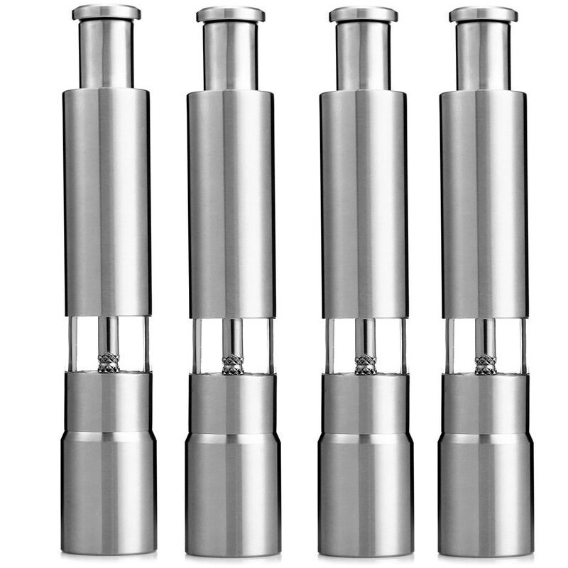 Manual de aço inoxidável moinhos moedor polegar empurrar sal pimenta spice molho moedor moinho muller vara ferramentas cozinha: 4Pcs
