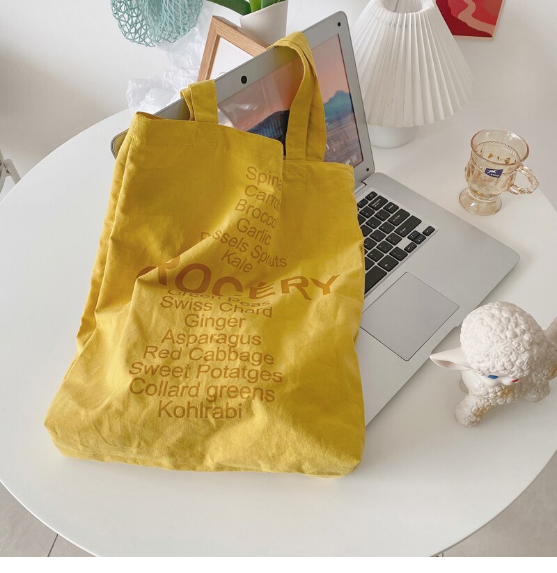 Ladies Canvas Shoulder Bag Female Pink Letter Printing Casual Tote Woman Simple Shopping Bag Student School Bag Girl Handbag