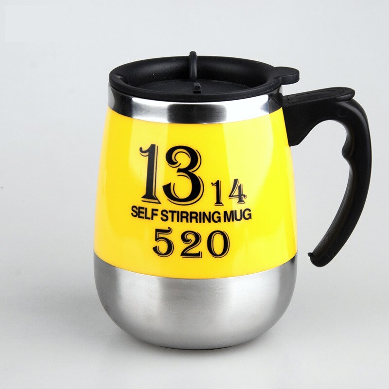 Auto rühren becher Selbst Rühren Becher Edelstahl mischen Kaffee Tee Tasse mit Deckel Automatische Elektrische Faul Kaffee Milch Mischen: 1314-Gelb
