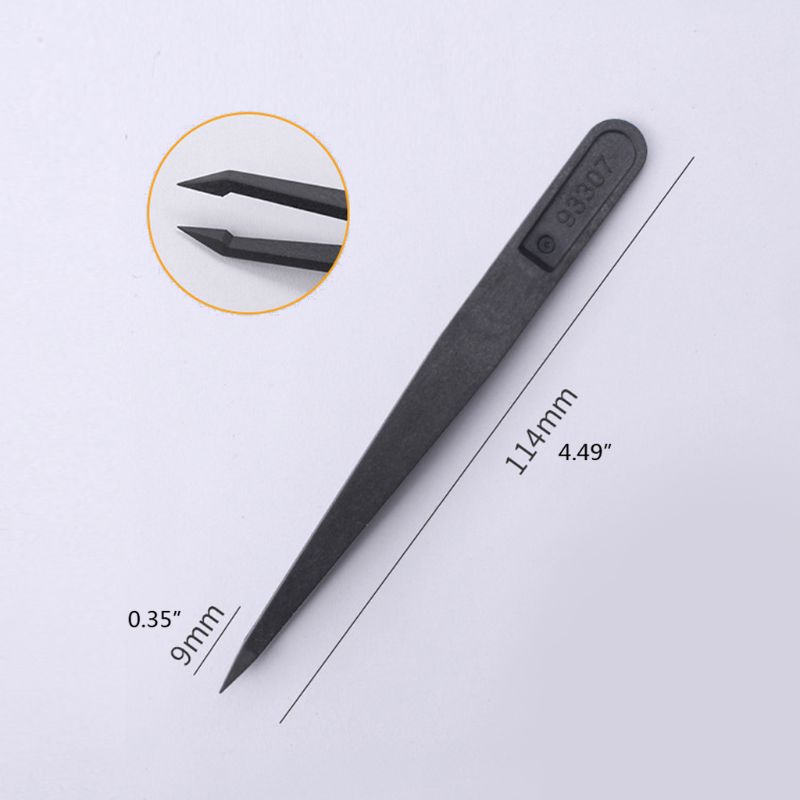 1 Set Plastic Tweezers Anti Static Black Carbon Fiber Repair Nippers for Phones