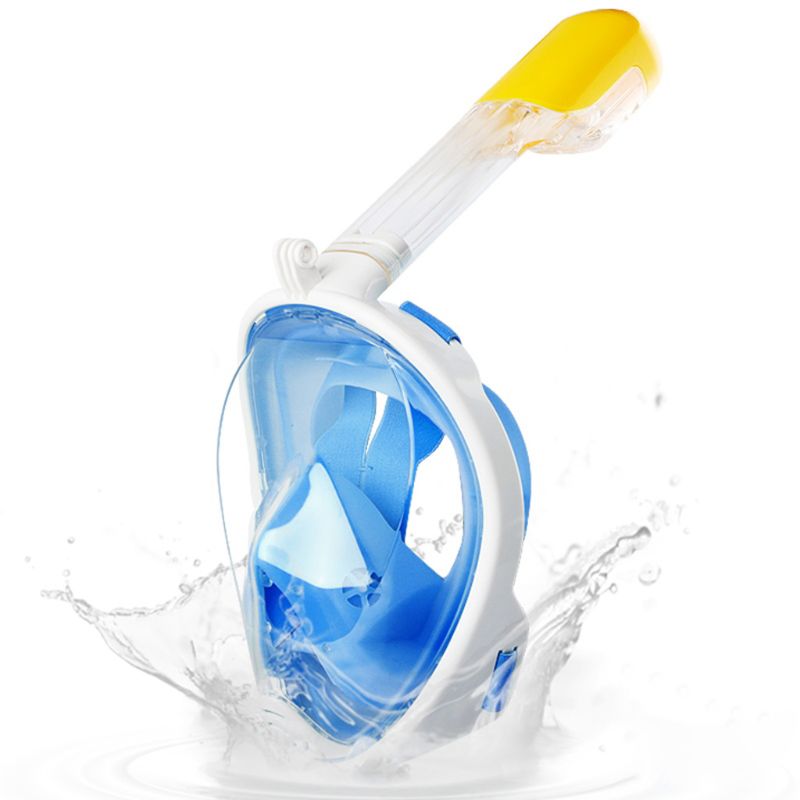 Máscara de buceo cara completa snorkel máscara subacuática antivaho pesca submarina máscara G92F: Blue