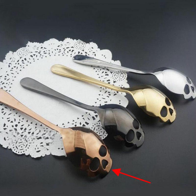 Cuchara de té de calavera de azúcar , cubiertos de acero inoxidable, esqueleto para té y café, 1 pieza: Rose Gold