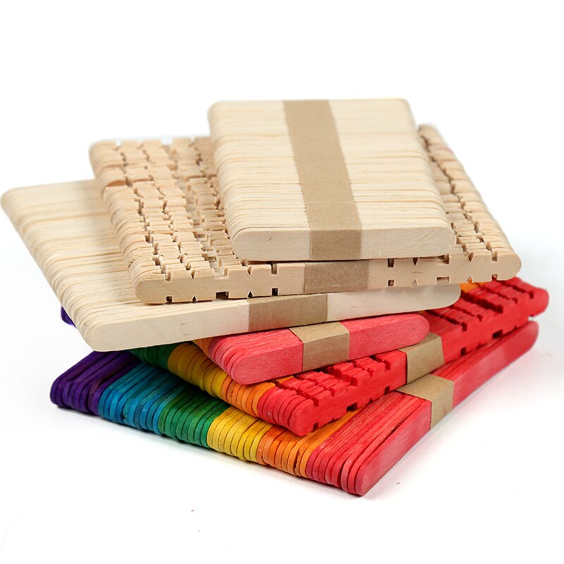50 unids/lote manualidades creativas de madera para manualidades DIY, palitos de madera para helados coloridos, palitos de madera para combinar, juguetes hechos a mano para niños, alimentos, materiales DIY