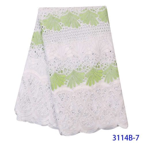 African Nigerian Dry Lace Fabric Pure Cotton Swiss Voile Lace in Switzerland for Sewing Dresses KS3114B: Picture 7