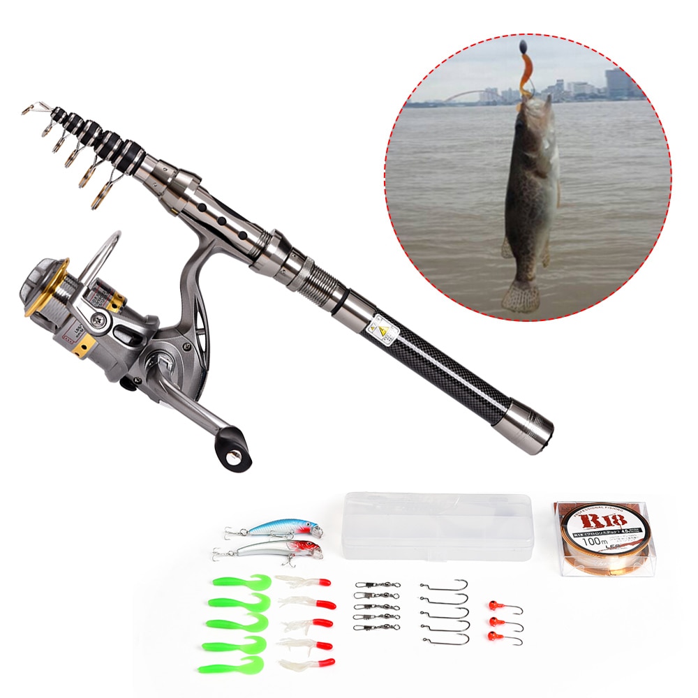 Lixada Telescopische Hengel Reel Combo Volledige Kit Hengel Gear + Spinning Reel + Lijn Lokt Haken Met Zak voor Vara De Pesca