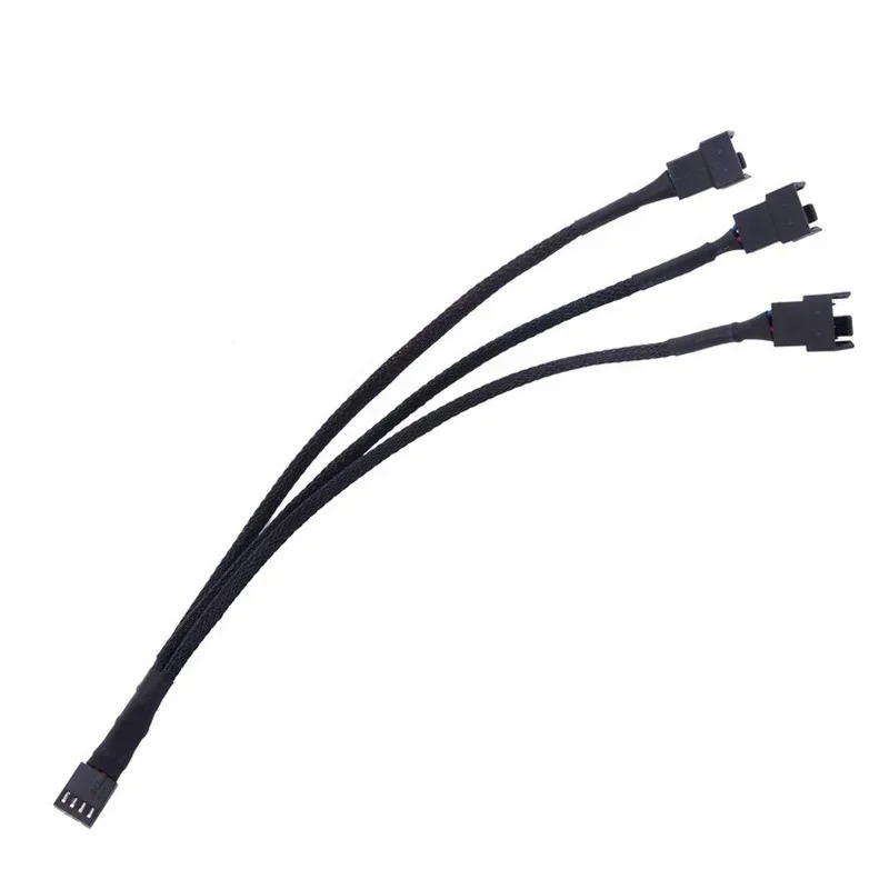 Câble séparateur de ventilateur PWM 4 broches 1 à 3 voies refroidi, Extension de manchon de robinet 1 à 3 voies, câble tressé, connecteur de ventilateur d'extension