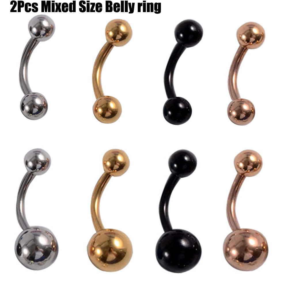 Piercing para el ombligo Mxied de 14g x 10x5/8mm, Piercing para el ombligo, dorado, Negro, Rosa, chapado en oro anodizado, joyería para el cuerpo, 2 uds.