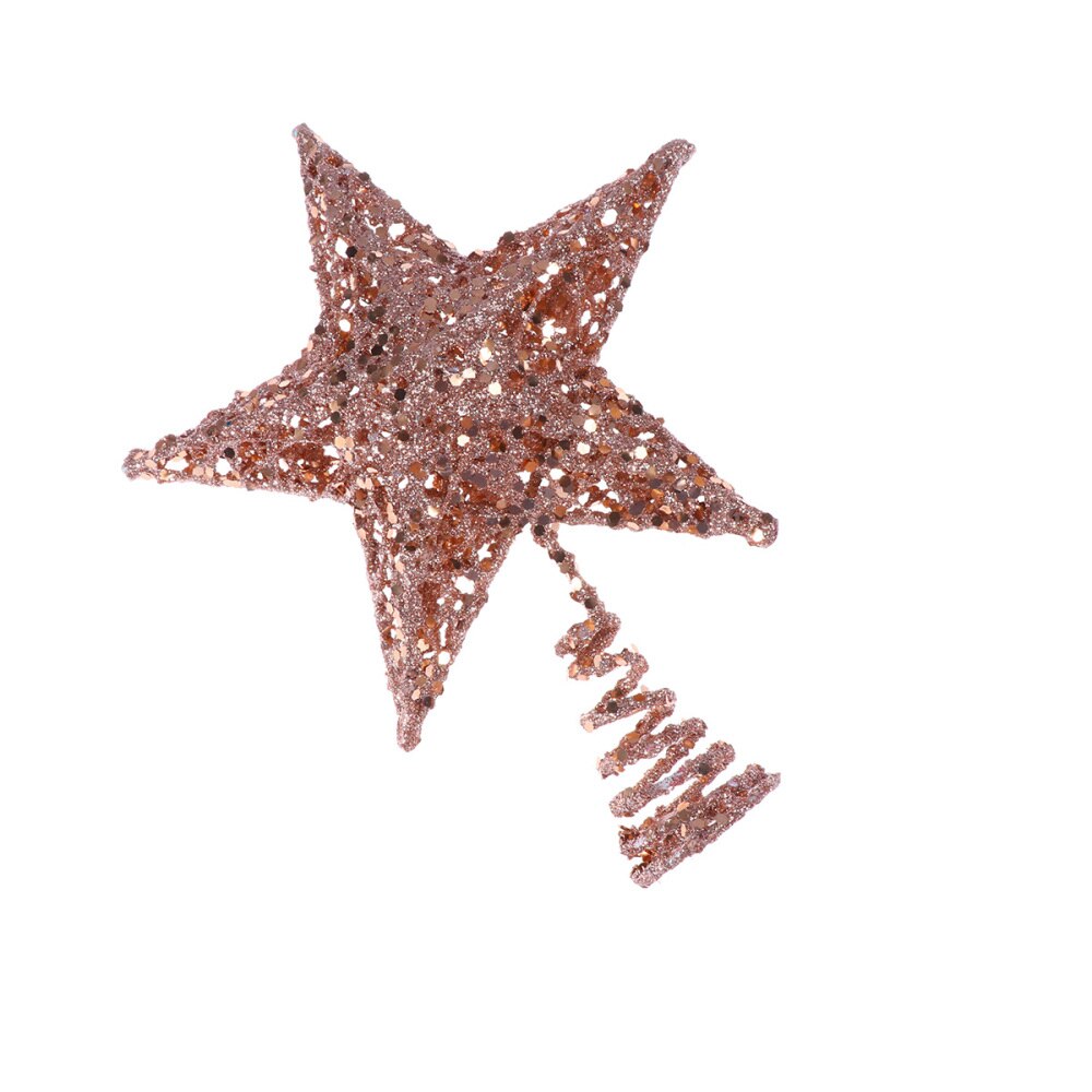 20Cm Kerstboom Iron Star Topper Glinsterende Kerstboom Decoratie Ornamenten (Rose Goud)