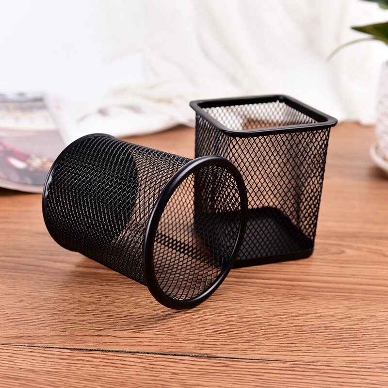 Pencil Holder Office Desk Metal Mesh Square Pen Pot Cup Case Container Organiser Durable Pencil Case