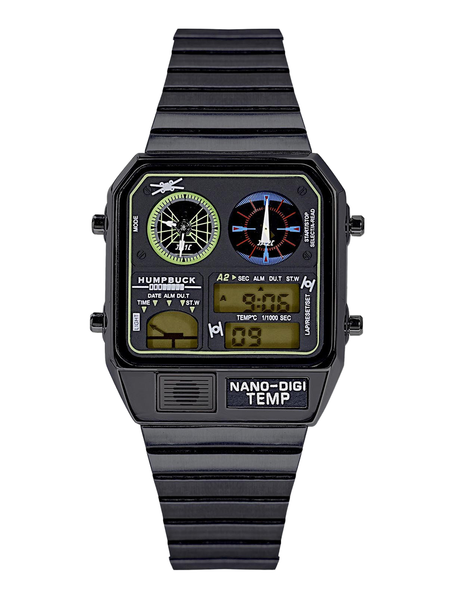 HUMPBUCK Relojes digitales para hombres Temas clásicas Reloj de pulsera multifuncional con cronómetro de temperatura Tiempo dual y calendario