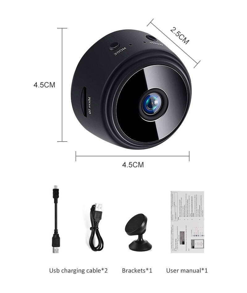 Cámara pequeña Wifi A9, Mini cámara IP IR de visión nocturna, 720P, Full HD, detección de movimiento, compatible con tarjeta TF