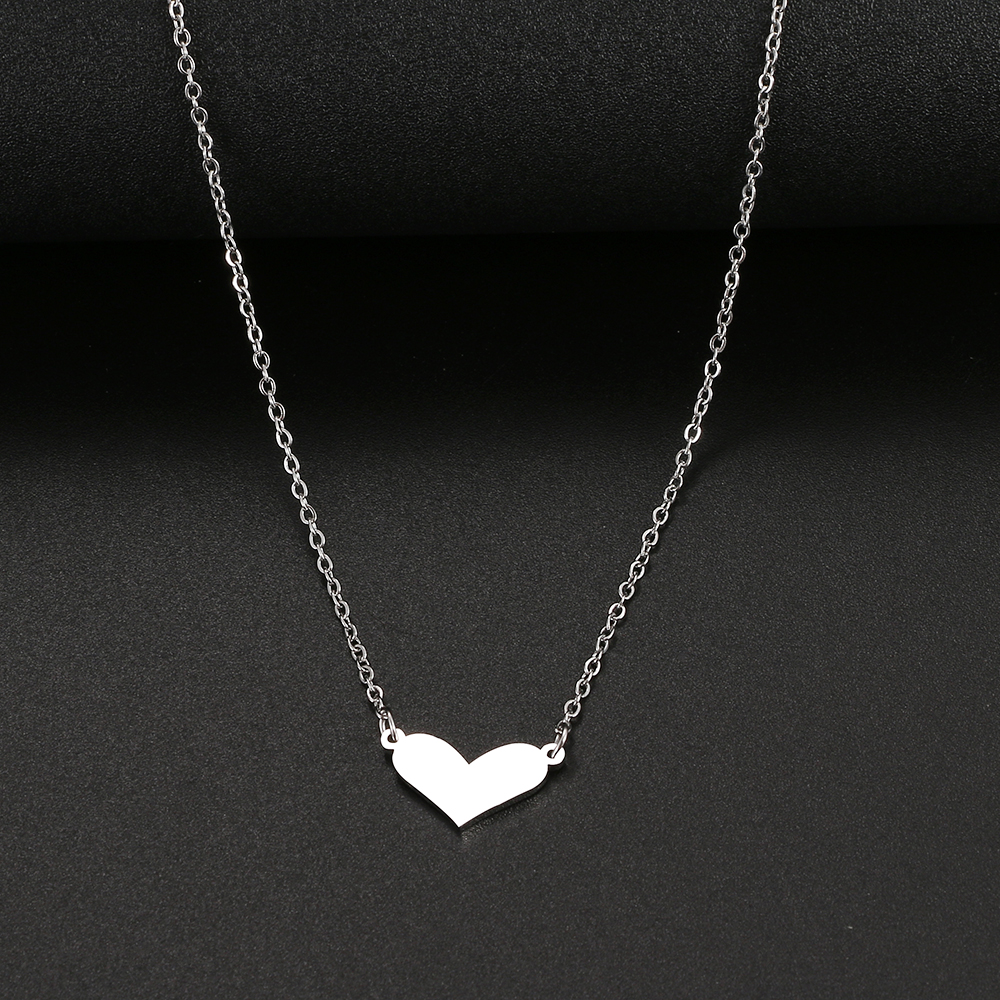 Collane in acciaio inossidabile coreano dolce amore cuore moda collana pendente catena collare collana per gioielli da donna regali per feste: Silver