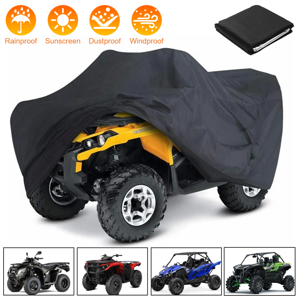 Robuste ATV-Abdeckung, wasserdicht, winddicht, 4-Rad-Quad-Aufbewahrungsabdeckung, Schwarz, Allwetter-Schutz, Auto-Quad-Abdeckungen