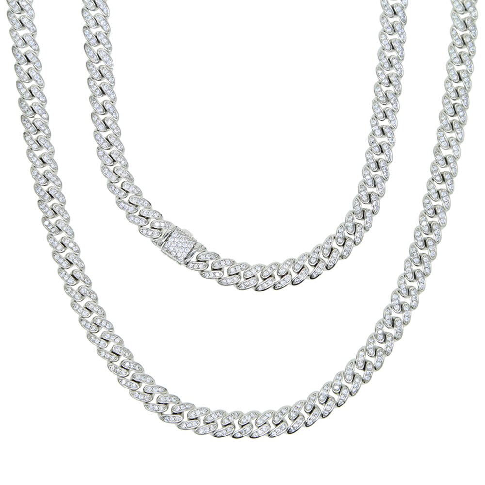 2020 novo 6.5mm iced para fora bling cz miami cubana link corrente colar de alta qualidade ouro prata cor cz gargantilha jóias femininas: Platinado / 41cm
