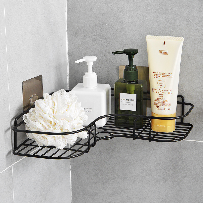 Badkamer Keuken Hoek Rack Douche Rack Ijzer Shampoo Opbergrek Beugel Driehoek Rack Met Zuignap Badkamer Accessorie1pc
