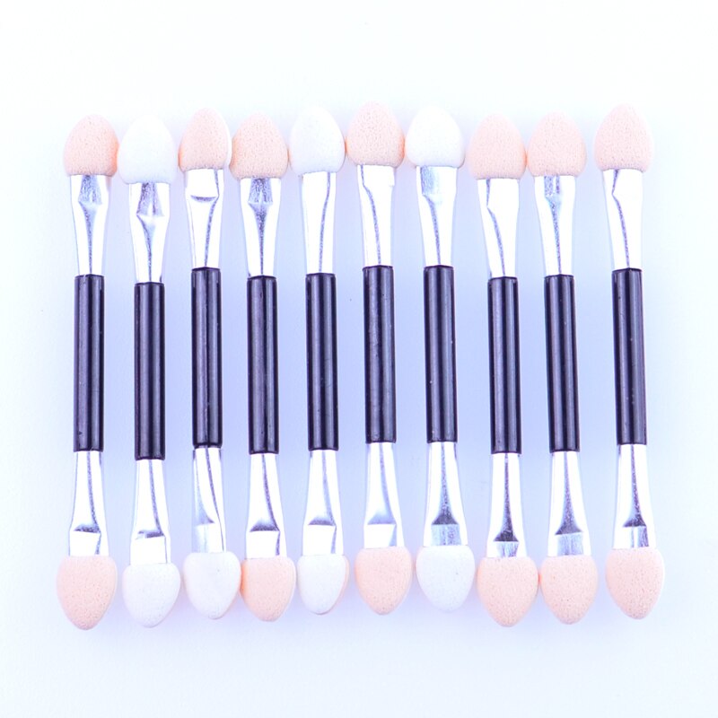 10 st engångs dubbelsidiga ögonskuggsborstar med svampspets oval makeup applikator ögonskugga make up borste set: 02