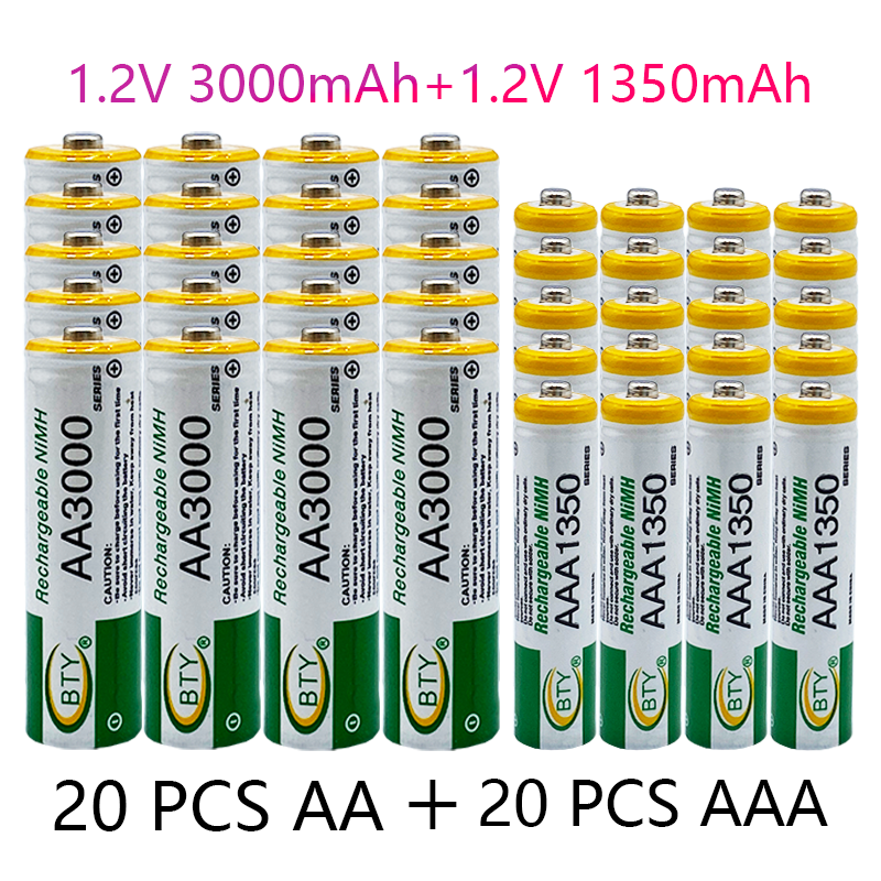 100% neue 1,2 V AA 3000mAh Ni MH akku + AAA batterie 1350MA akku Ni MH 1,2 V AAA batterie