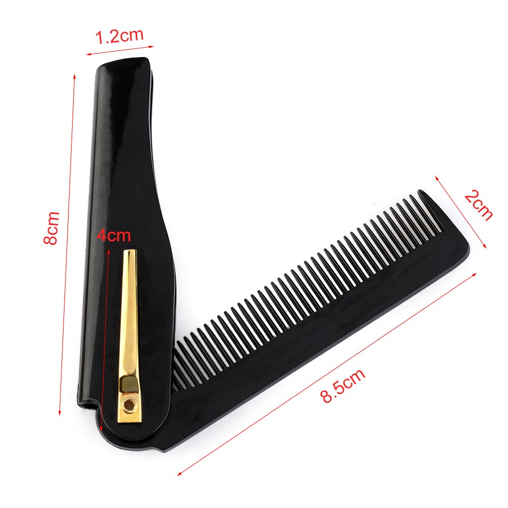1PC Black Stainless Steel Anti-Static Folding Comb Men Mustache Comb Hairdressing Styling Beard Comb Brush
