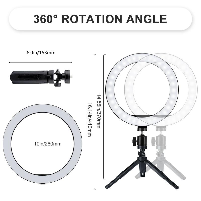 Novo anel de luz led 10 Polegada pode ser escurecido selfie lâmpada com tripé fotografia telefone luz para maquiagem vídeo ao vivo aro luz para celular