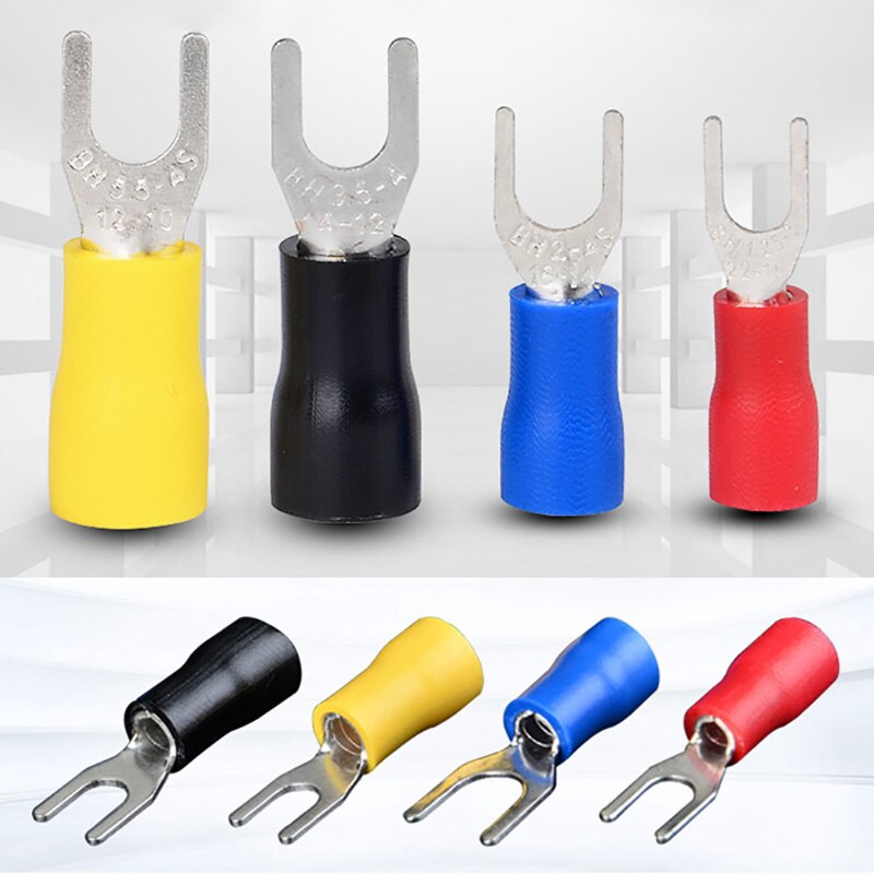 100 Stuks Draad Connector Terminals SV1.25 SV2 Vork Gevorkt Crimp AWG22-10 Geïsoleerde Jst Tin Terminales Electricos Para Kabel Gewrichten