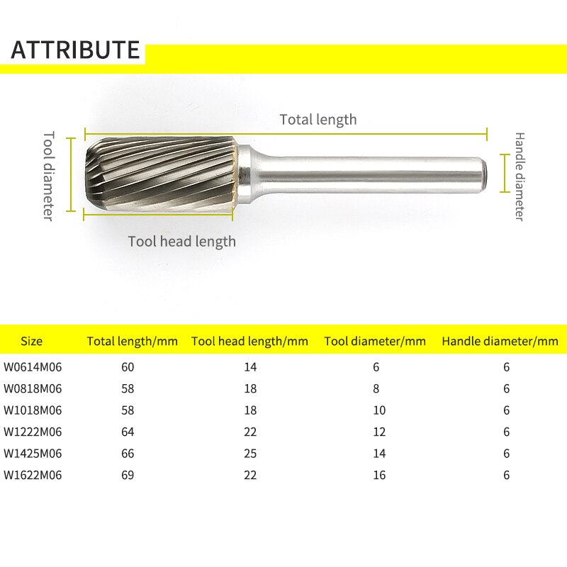 Cylindrical Semi-circular 1pcs Tungsten Steel Alloy Rotary Boring Head Grinding Head Milling Cutter W-shaped Wood Carving Head