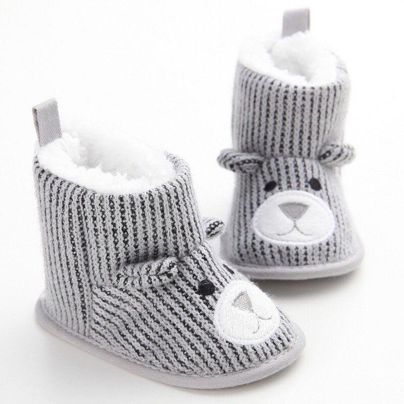 Winter Super Keep Warm Infant Toddler Breathable Comfortable Soft Booty Newborn Baby Crib Snow Knitting Cute Cartoon Bear Shoes