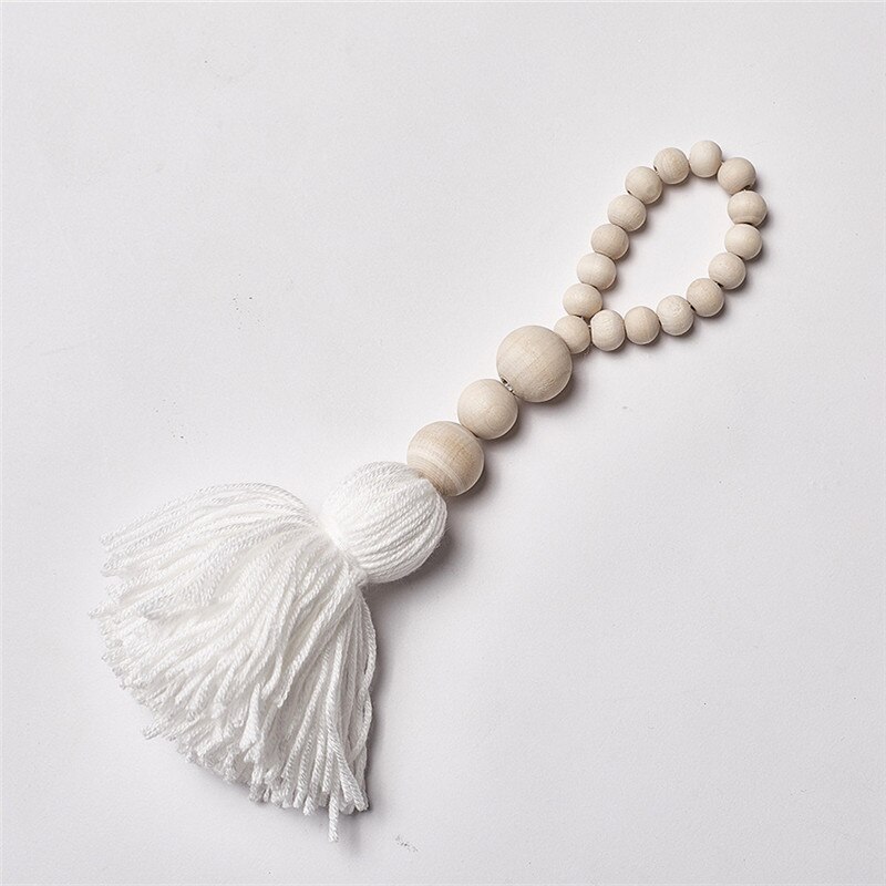 Baby Infant Room Tent Crib Decoration Wooden Beads Strings Baby Pacifying Toys Pole-Nordic-Moon Photography-Props: white