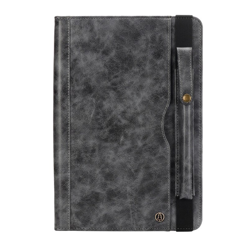 Étui pour samsung Galaxy Tab S4 10.5 SM-T830 T835 T837 en cuir PU avec tablette antichoc porte-crayons + Film + stylo: Gris