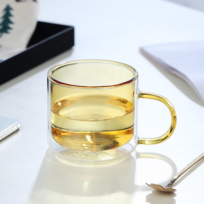 Målat glas dubbel kopp hem glas färg kopp kontor kaffe mjölk kopp