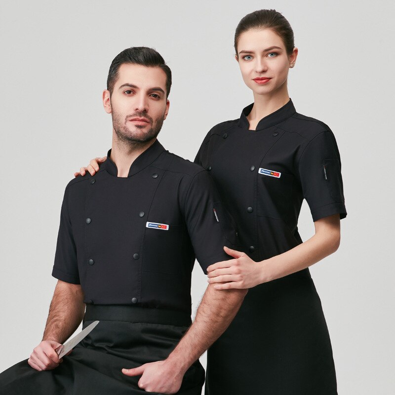 Uniform mandlig køkken arbejdstøj med korte ærmer kvindelig ungdom sommer restaurant hotel åndbar elastik tynd model