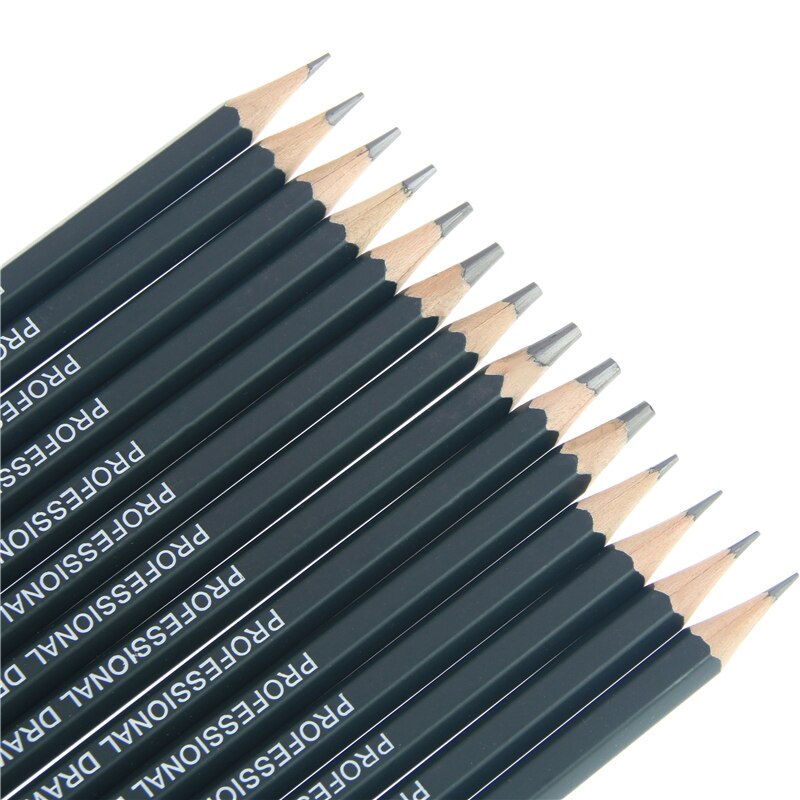 Skitse tegne blyant sæt 1b 2b 3b 4b 5b 6b 7b 8b 10b 12b hb 2h 4h 6h fjorten forskellige slags blyanter i æske