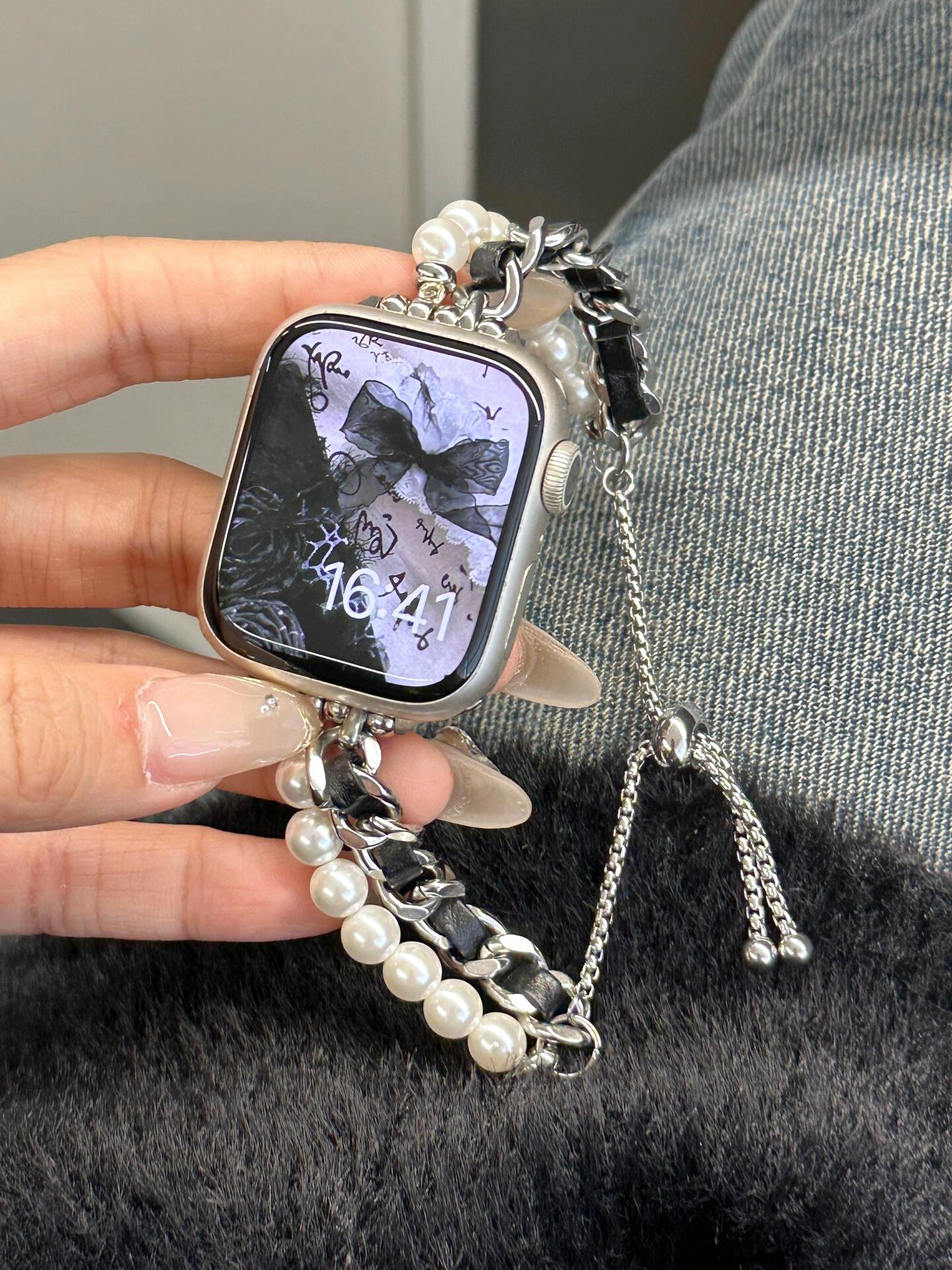 Verstelbare link band Voor Apple Horloge band Serie Ultra 10/9/8/7/6/5/4/3/2/1 SE 38mm 40mm 41mm 42mm 44mm 45mm 46mm 49mm: Beige / 17mm