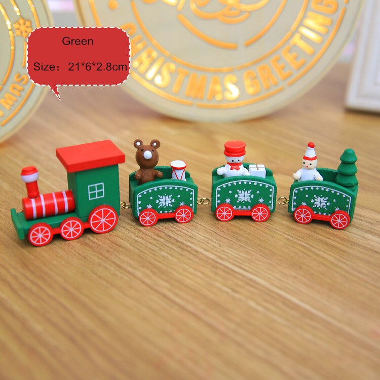 4 Knopen Kerst Trein Geschilderd Houten Kerst Decoratie Voor Thuis Met Santa Kinderen Speelgoed Ornament Navidad Jaar: Green