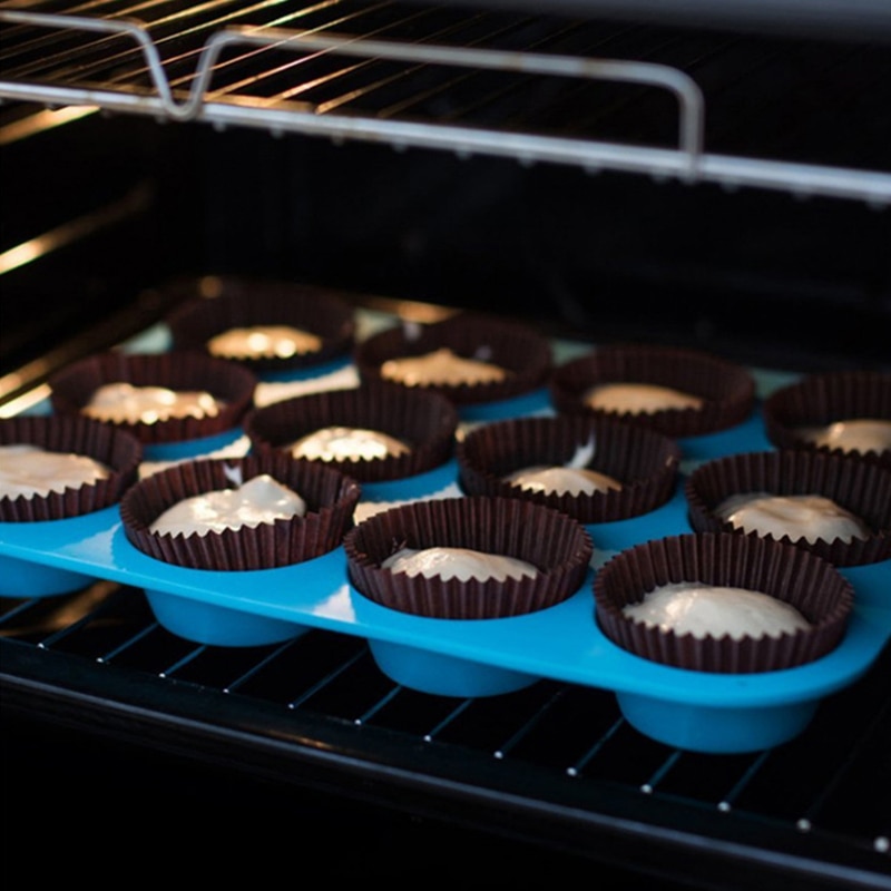 Ronde siliconen mal met 24 gaten, zeep, koekjes, cupcakes, bakvorm, bakvorm, zelfgemaakte cakevorm, mini-muffinvorm