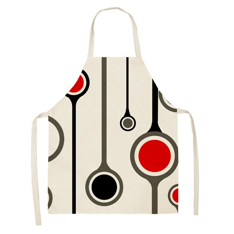 Creatieve Geometrische Patroon Schort Keuken Linnen Schort Vlekbestendig Mouwloze Halter Bib Chef Kok Dragen Kapper Bib: 6 / 68x55cm adults size