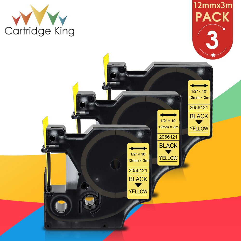 6PK 12Mm Zwart Op Wit Glitter Label Tape Vervangen Dymo D1 45021 45013 2056121 2056091 2056094 2056098 Voor Dymo labelmanager 160: Yellow Glitter