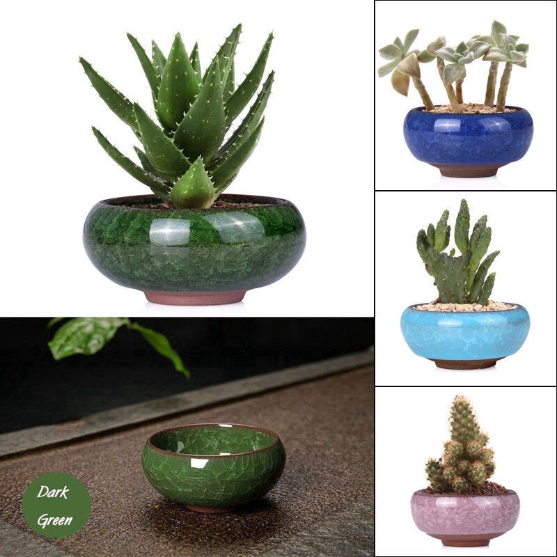 1piece Ice-Crack Ceramic Flower Pots For Juicy Plants Small Bonsai Pot Home Garden Desktop Decorations Succulent Plant Pots