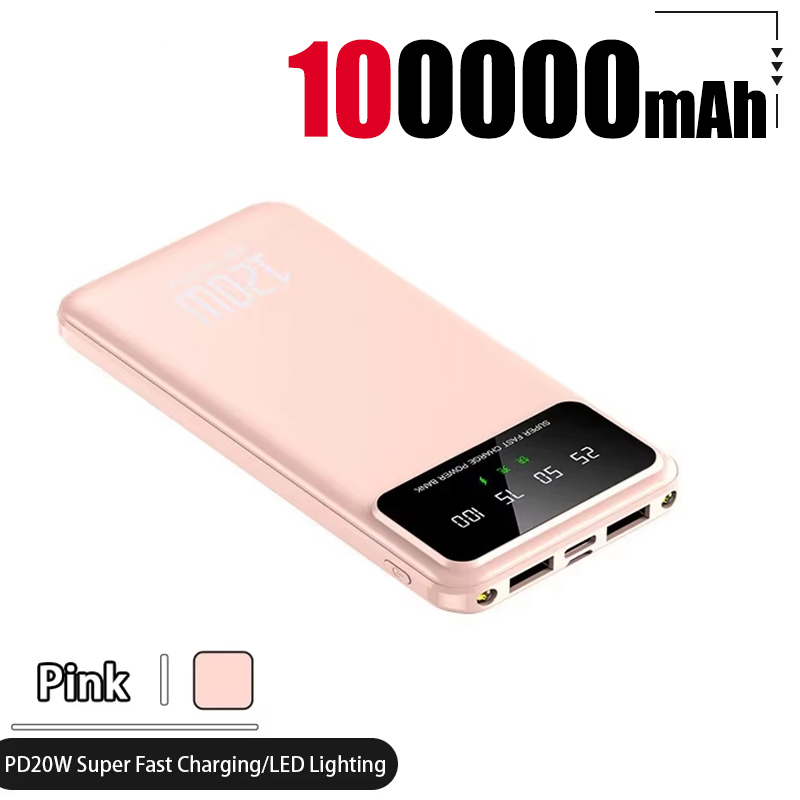 100000- mah-powerbank mit 120w schnellladefunktionen, hoher kapazität, externer akku für mobiltelefone, praktisch-zubehör: Blau