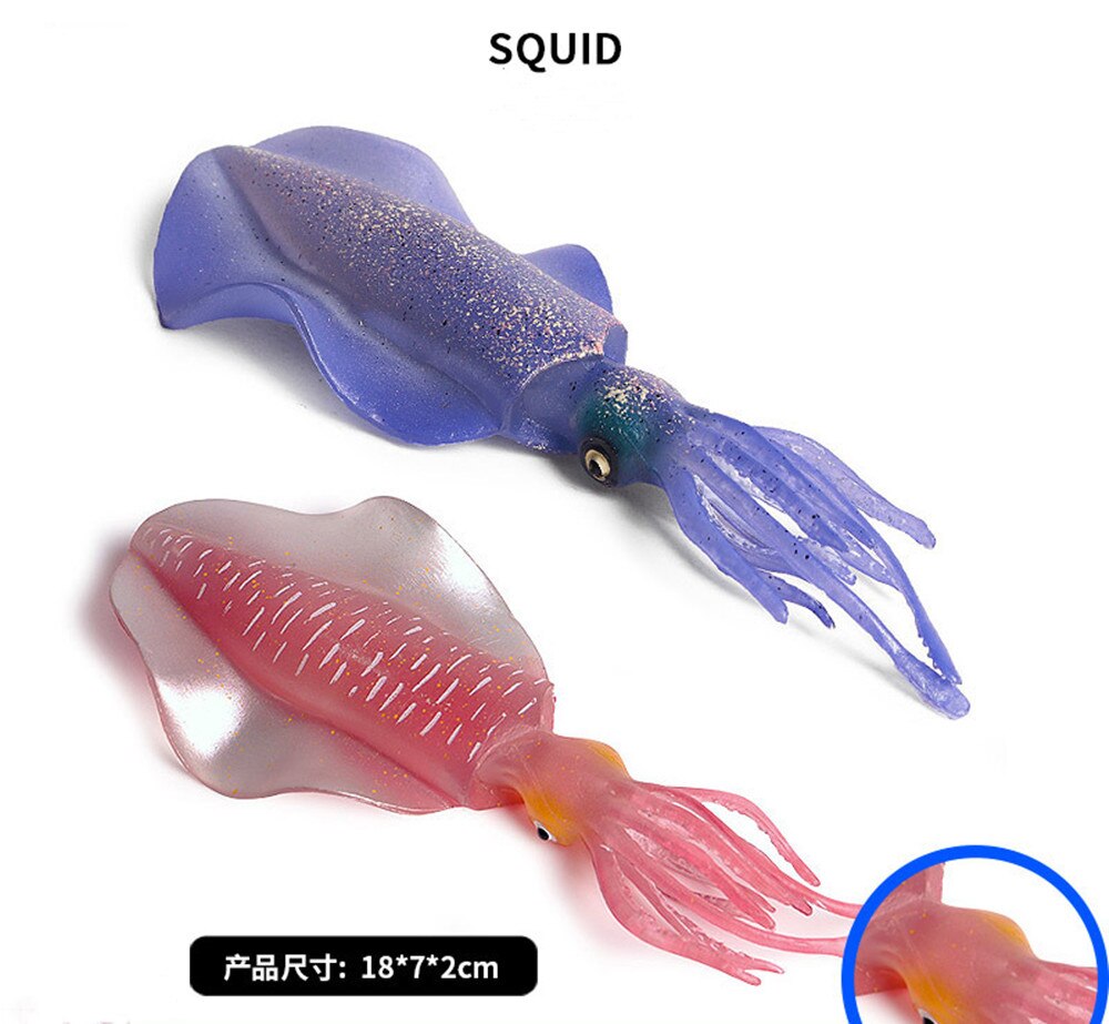 Inktvis Inkfish Sleeve-Vis Oceaan Vis Figuur Diermodel Collector Kid Toy Zee Leven Dieren Model Miniatuur Speelgoed kids