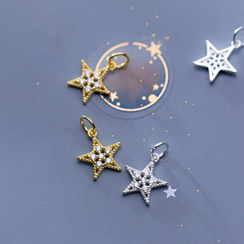 Uqbing wunderschöner zirkonia-hohlstern mit 925 sterlingsilber-Reize für halsketten und armbänder – schmuckherstellung
