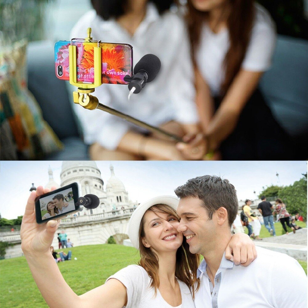 Comica CVM-VS08 Mobile Phone Microphone Video Mic For iPhone Samsung Smartphone with Wind Muff Rotated Phone Stand