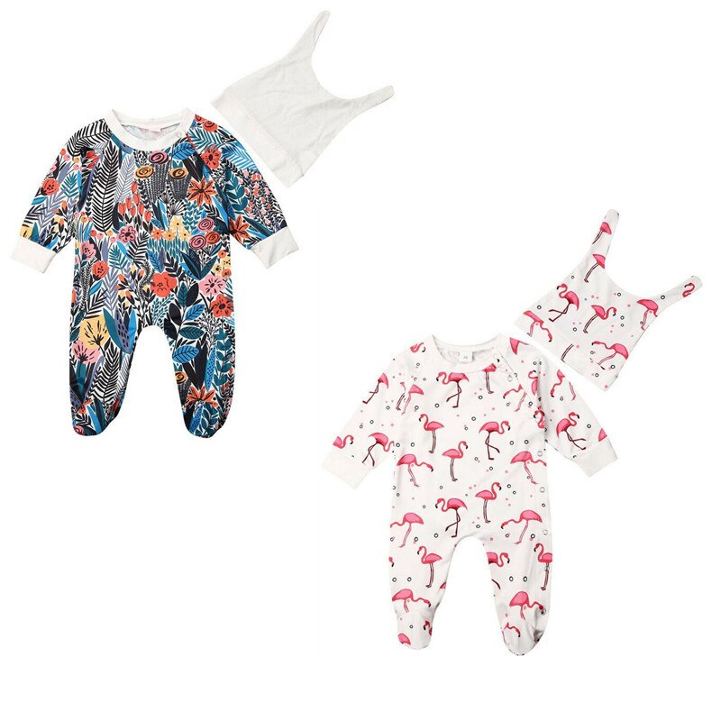 Baby Lente Herfst Kleding Baby Baby Meisje Jongen Voet Cover Footies Jumpsuit Hoed Winter Warm Outfit Flamingo Bloem Kleding