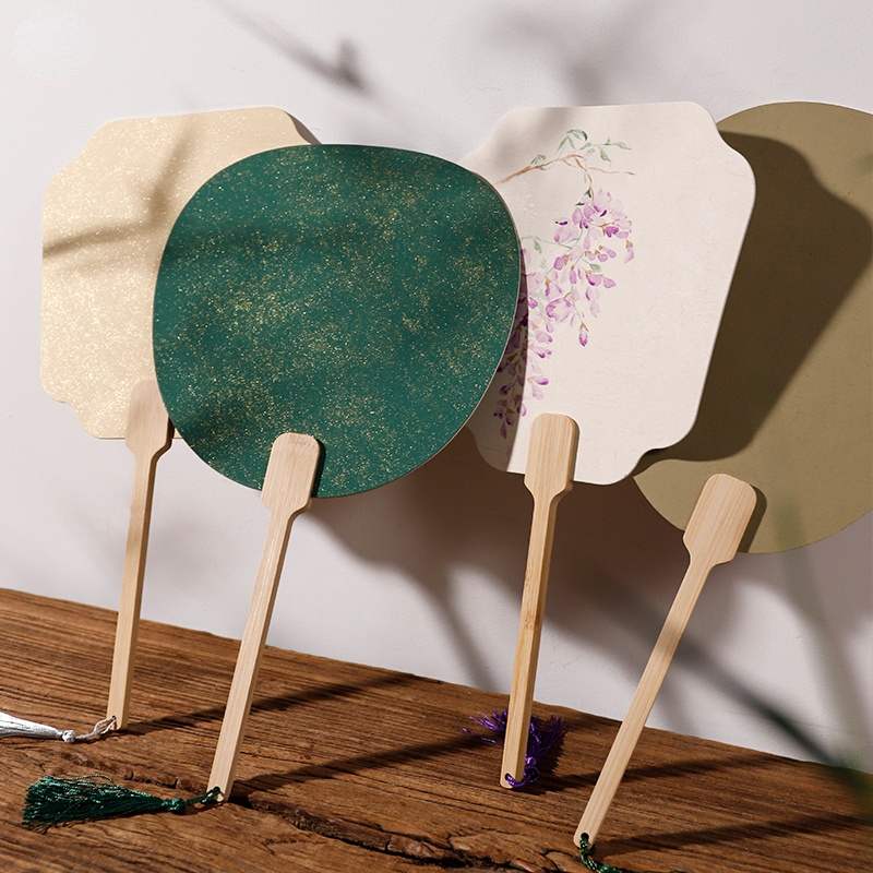 Groep Fan Dikke Rijst Papier Blanco Hand Fan Hand Schilderen Diy Ventilateur Abanicos Para Boda Hanfu Prestaties Props Draagbare