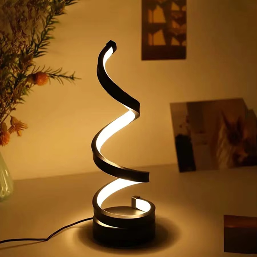 Spiral led natlampe dæmpbar 3 farver bordlampe til stue kontor skrivebord soveværelse sengelampe usb-stik: Grøn