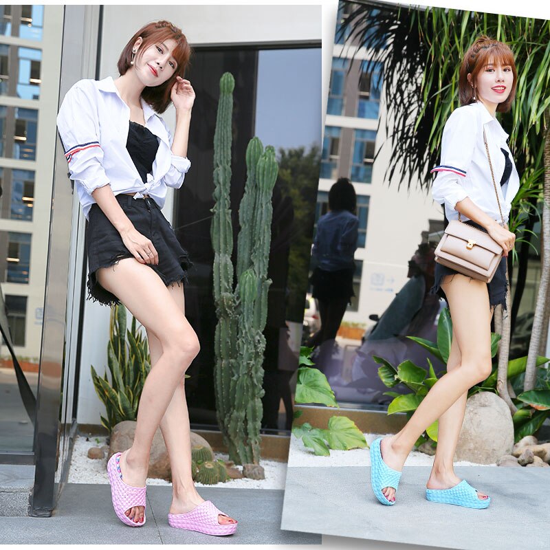 Massasje flip flops wedges sko for kvinner sklisikre innendørs hjem hus baderom tøfler strand lysbilder zapatos mujer