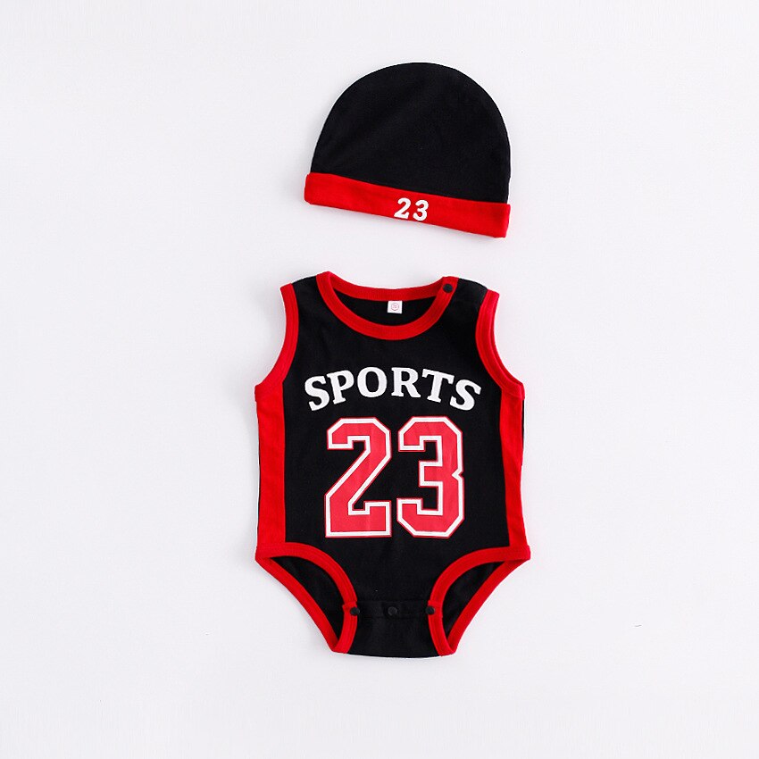 Traje de escalada de manga corta con capucha para bebé, 2 uds., baloncesto, Verano