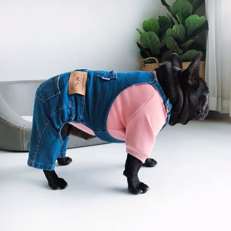 Monos de Bulldog Francés Demin, ropa de perro mascota cálido para cachorros pequeños y medianos, ropa para perros Schnauzer, SBC01
